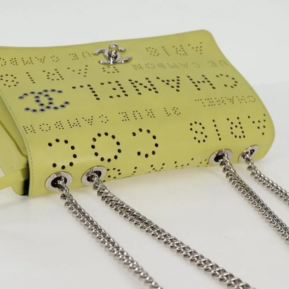 Chanel Leather Chain Shoulder Bag Yellow